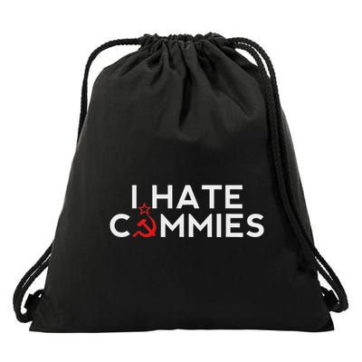 I Hate Commies Anti Russian President Ronald Reagan Drawstring Bag