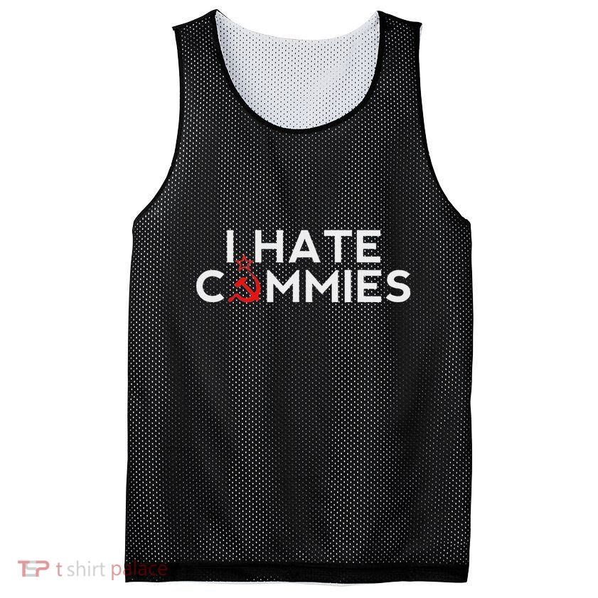 I Hate Commies Anti Russian President Ronald Reagan Mesh Reversible Basketball Jersey Tank