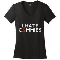 I Hate Commies Anti Russian President Ronald Reagan Women's V-Neck T-Shirt