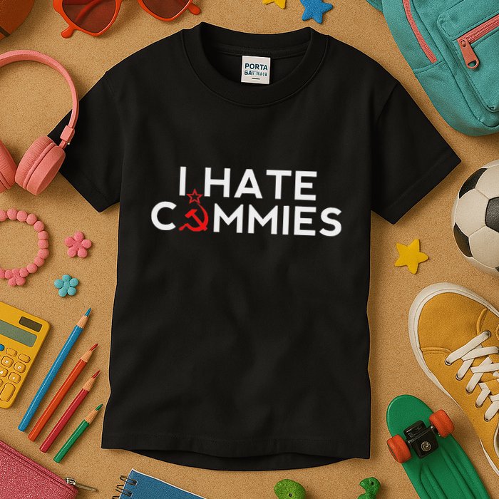 I Hate Commies Anti Russian President Ronald Reagan Kids T-Shirt