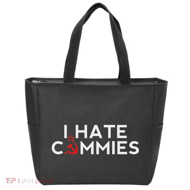 I Hate Commies Anti Russian President Ronald Reagan Zip Tote Bag