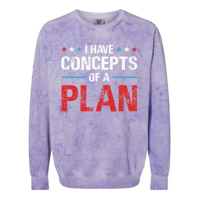 I Have Concepts Of A Plan Political 2024 Colorblast Crewneck Sweatshirt