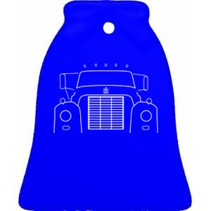 International Harvester Classic Heavy Truck White Outline Cool Gift Ceramic Bell Ornament