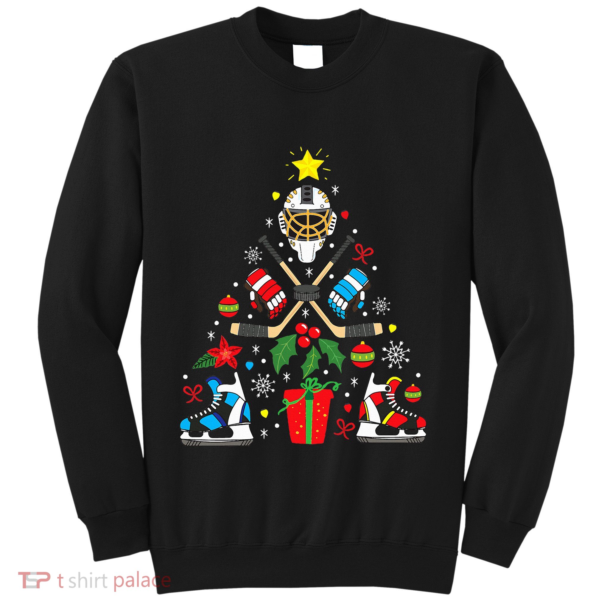 Ice Hockey Christmas Ornament Tree Funny Xmas Gift Boys  Sweatshirt