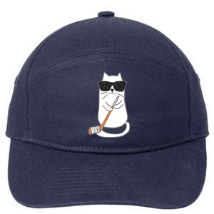 Ice Hockey Cat Hockey Player Stick Retro 7-Panel Snapback Hat