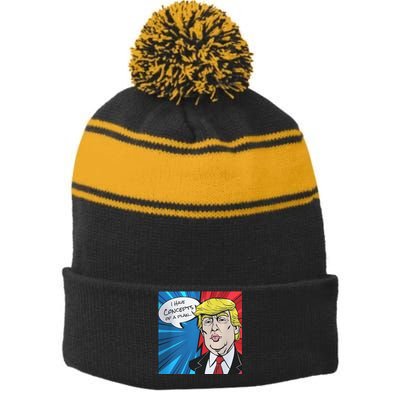 I Have Concepts Of A Plan Trump Harris 2024 Stripe Pom Pom Beanie