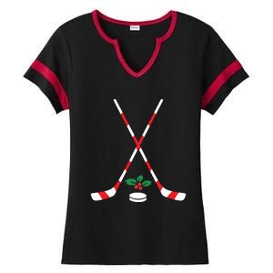 Ice Hockey Christmas Gift Candy Cane Hockey Stick Hockey Gift Ladies Halftime Notch Neck Tee