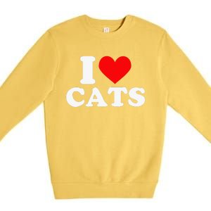 I Heart Cats I Heart Cats I Love Cats Valentine Day Premium Crewneck Sweatshirt