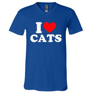 I Heart Cats I Heart Cats I Love Cats Valentine Day V-Neck T-Shirt