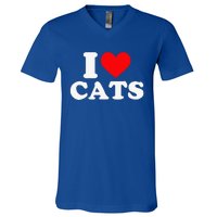 I Heart Cats I Heart Cats I Love Cats Valentine Day V-Neck T-Shirt