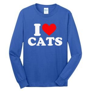 I Heart Cats I Heart Cats I Love Cats Valentine Day Tall Long Sleeve T-Shirt