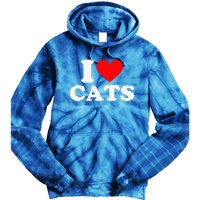 I Heart Cats I Heart Cats I Love Cats Valentine Day Tie Dye Hoodie