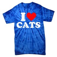 I Heart Cats I Heart Cats I Love Cats Valentine Day Tie-Dye T-Shirt