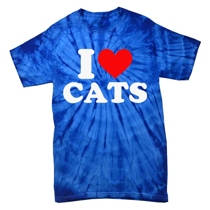 I Heart Cats I Heart Cats I Love Cats Valentine Day Tie-Dye T-Shirt