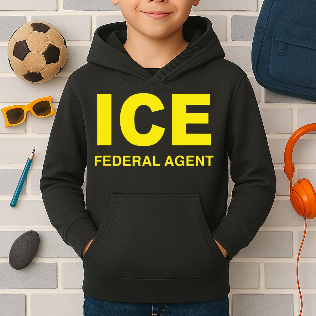 Ice Halloween Costume Federal Agent Police Immigration Kids Hoodie
