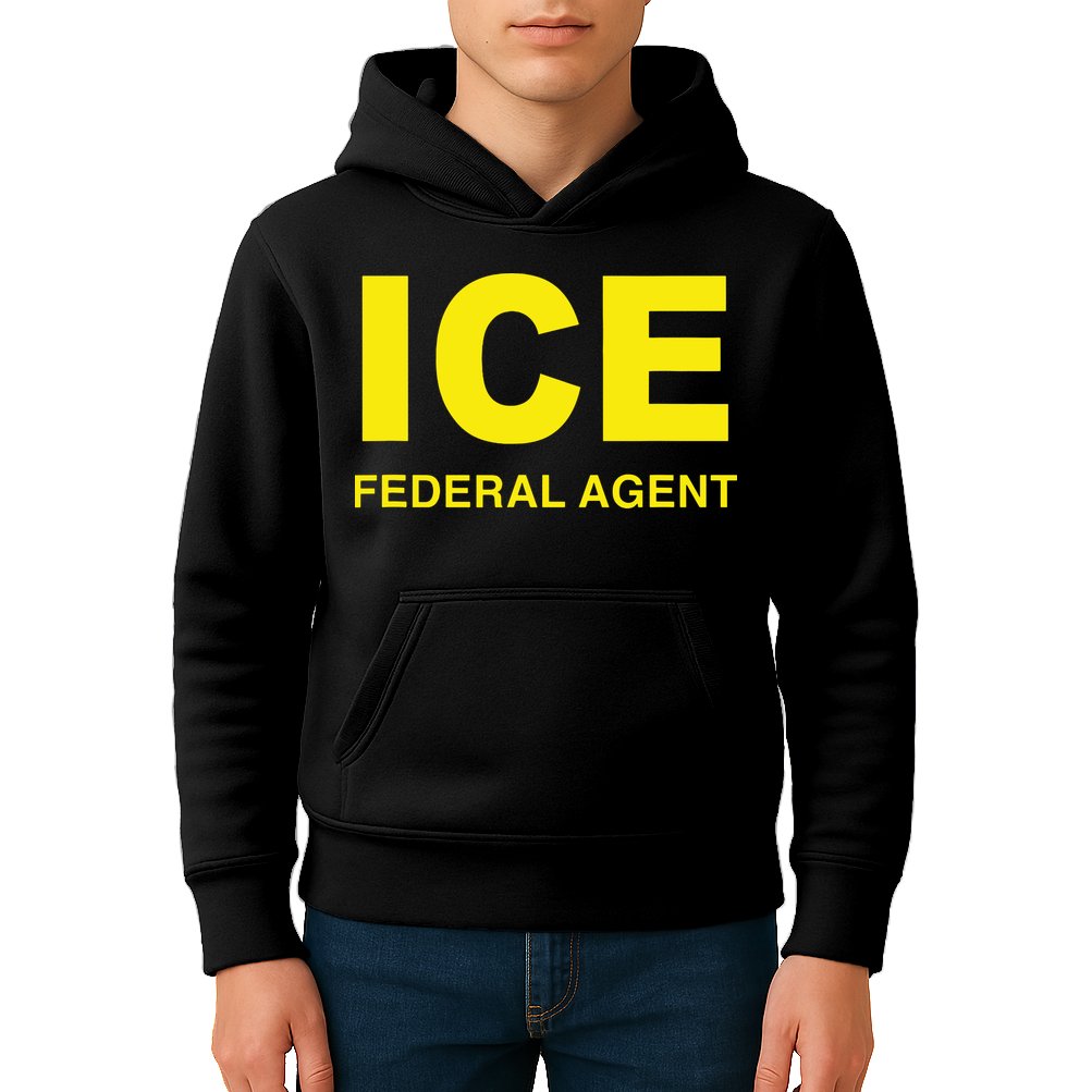 Ice Halloween Costume Federal Agent Police Immigration Kids Hoodie