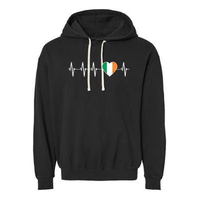 Irish Heartbeat Cute Gift I Love Ireland Flag Country Patriotic Gift Garment-Dyed Fleece Hoodie