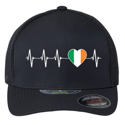 Irish Heartbeat Cute Gift I Love Ireland Flag Country Patriotic Gift Flexfit Unipanel Trucker Cap