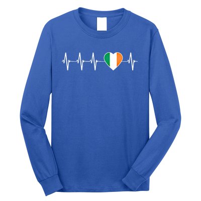 Irish Heartbeat Cute Gift I Love Ireland Flag Country Patriotic Gift Long Sleeve Shirt