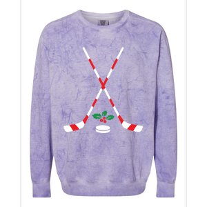 Ice Hockey Christmas Gift Candy Cane Hockey Stick Hockey Cute Gift Colorblast Crewneck Sweatshirt