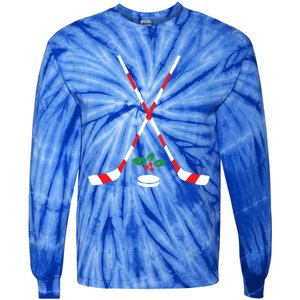 Ice Hockey Christmas Gift Candy Cane Hockey Stick Hockey Cute Gift Tie-Dye Long Sleeve Shirt