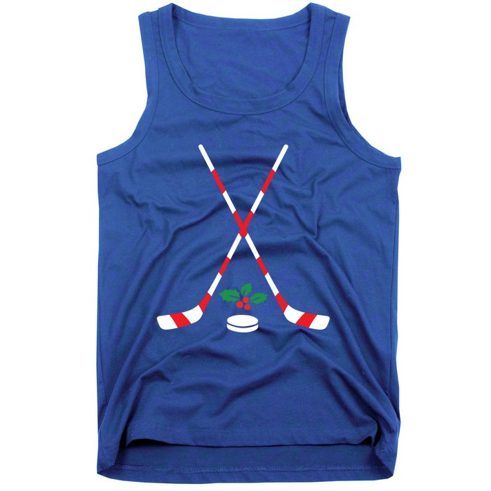 Ice Hockey Christmas Gift Candy Cane Hockey Stick Hockey Cute Gift Tank Top