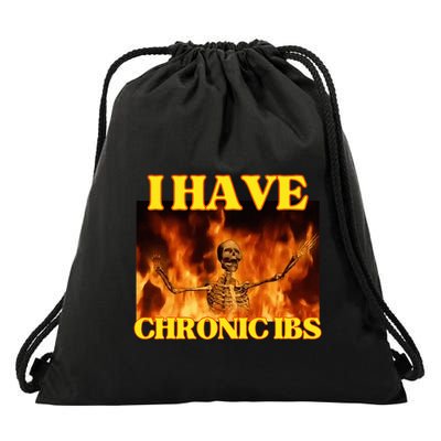 I Have Chronic Ibs Funny Cool Hard Skeleton Meme Drawstring Bag