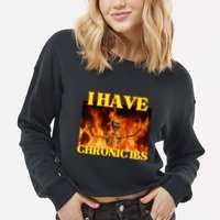I Have Chronic Ibs Funny Cool Hard Skeleton Meme Cropped Pullover Crew