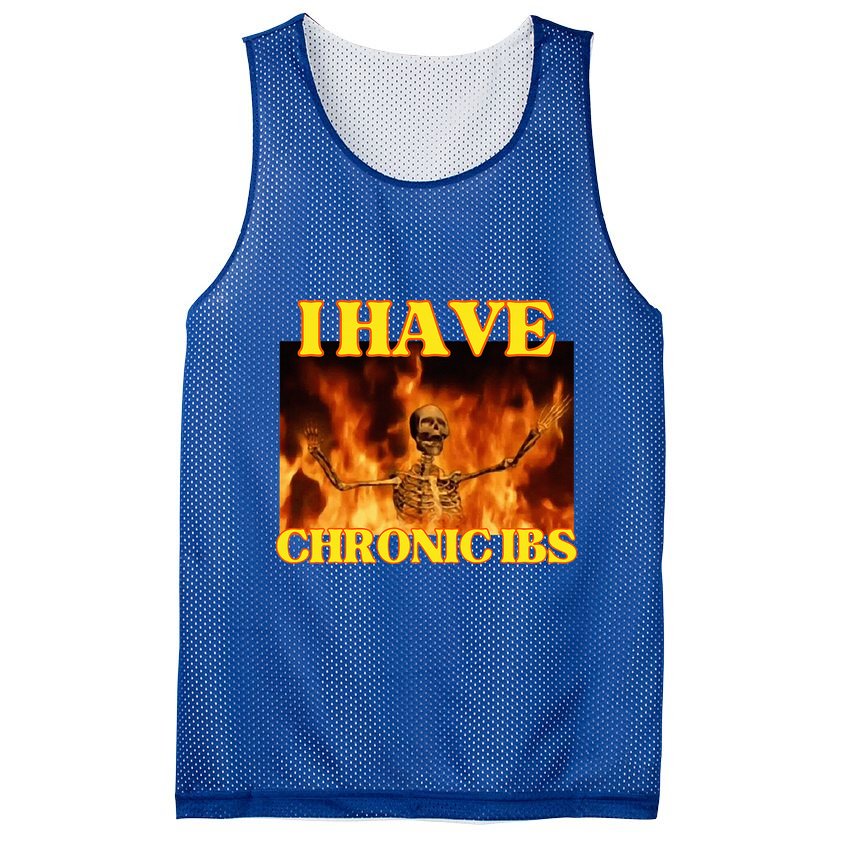 I Have Chronic Ibs Funny Cool Hard Skeleton Meme Mesh Reversible Basketball Jersey Tank