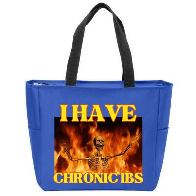 I Have Chronic Ibs Funny Cool Hard Skeleton Meme Zip Tote Bag