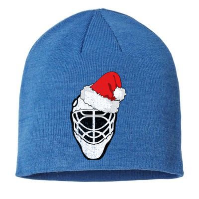 Ice Hockey Christmas Funny Goalie Santa Hat Hockey Fan Gift Sustainable Beanie