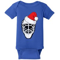 Ice Hockey Christmas Funny Goalie Santa Hat Hockey Fan Gift Baby Bodysuit