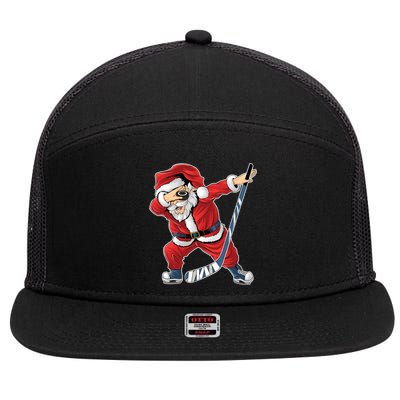 Ice Hockey Dabbing Santa Claus Hockey Player Christmas Gift 7 Panel Mesh Trucker Snapback Hat