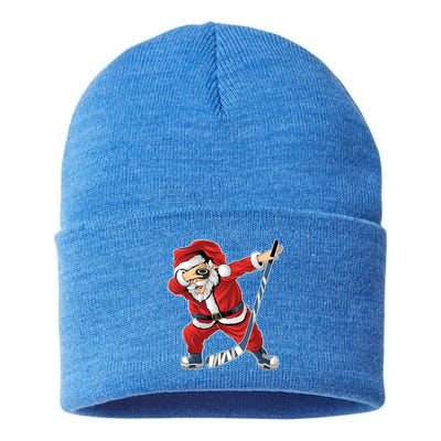 Ice Hockey Dabbing Santa Claus Hockey Player Christmas Gift Sustainable Knit Beanie