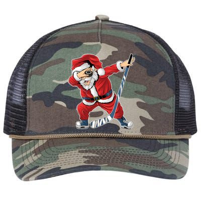 Ice Hockey Dabbing Santa Claus Hockey Player Christmas Gift Retro Rope Trucker Hat Cap