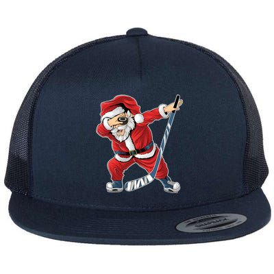 Ice Hockey Dabbing Santa Claus Hockey Player Christmas Gift Flat Bill Trucker Hat