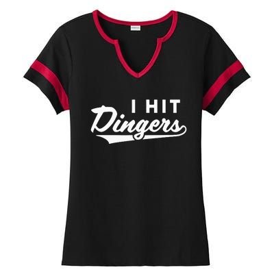 I Hit Dingers Ladies Halftime Notch Neck Tee