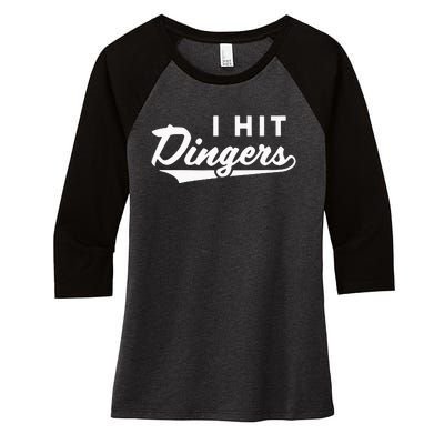 I Hit Dingers Women's Tri-Blend 3/4-Sleeve Raglan Shirt