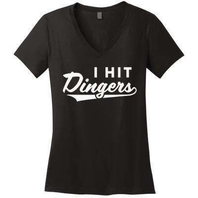 I Hit Dingers Women's V-Neck T-Shirt