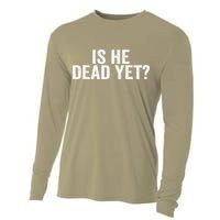 Is He Dead Yet Back Print Cooling Performance Long Sleeve Crew