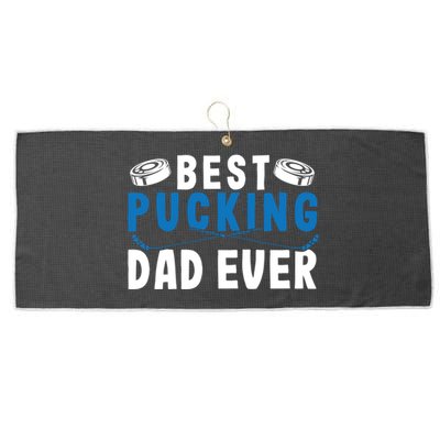 Ice Hockey Dad Best Pucking Dad Gift Large Microfiber Waffle Golf Towel