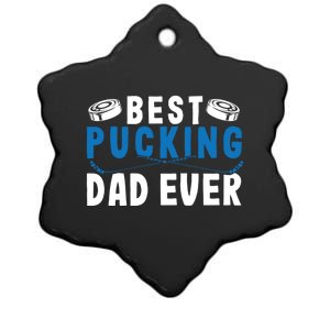 Ice Hockey Dad Best Pucking Dad Gift Ceramic Star Ornament