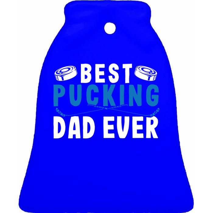 Ice Hockey Dad Best Pucking Dad Gift Ceramic Bell Ornament