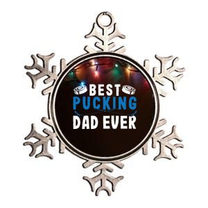 Ice Hockey Dad Best Pucking Dad Gift Metallic Star Ornament