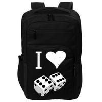 I Heart Dice Rolling Playing Betting Gambling Love Impact Tech Backpack