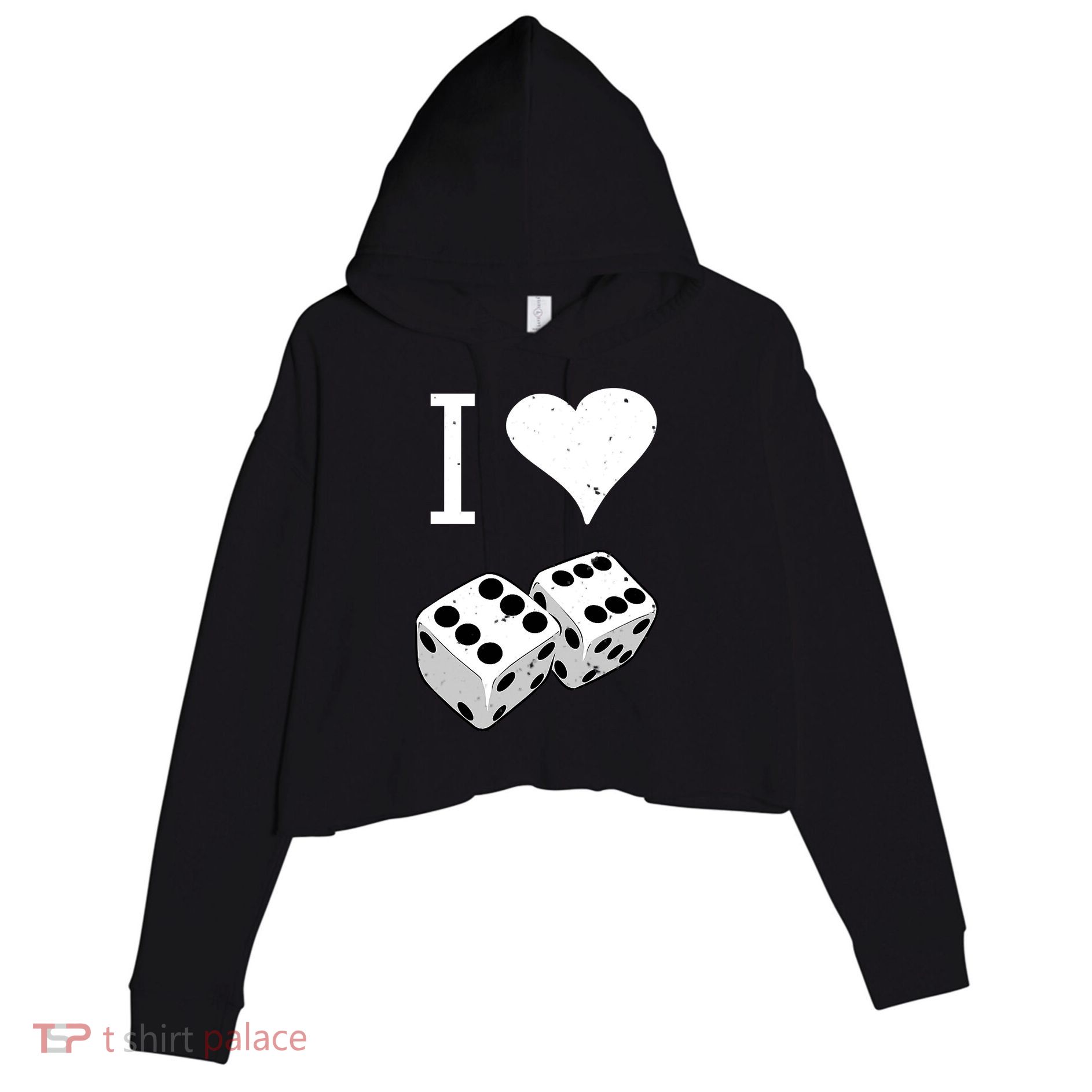 I Heart Dice Rolling Playing Betting Gambling Love Crop Fleece Hoodie