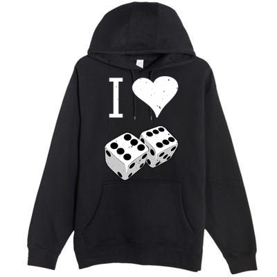 I Heart Dice Rolling Playing Betting Gambling Love Premium Pullover Hoodie