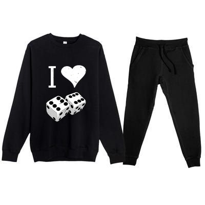 I Heart Dice Rolling Playing Betting Gambling Love Premium Crewneck Sweatsuit Set