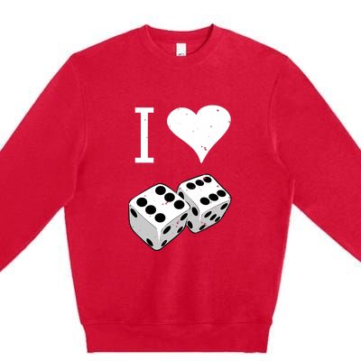 I Heart Dice Rolling Playing Betting Gambling Love Premium Crewneck Sweatshirt