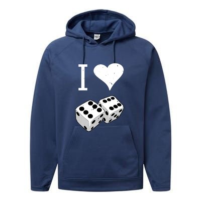 I Heart Dice Rolling Playing Betting Gambling Love Performance Fleece Hoodie